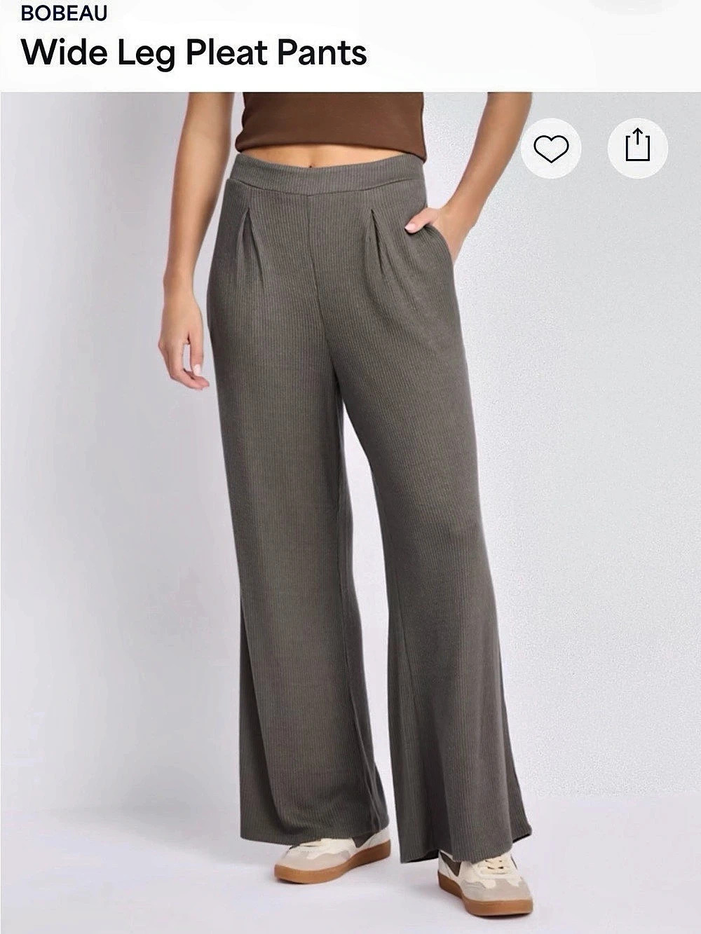 Bo+Beau Wide Leg Pleat Pants in Gray NWT